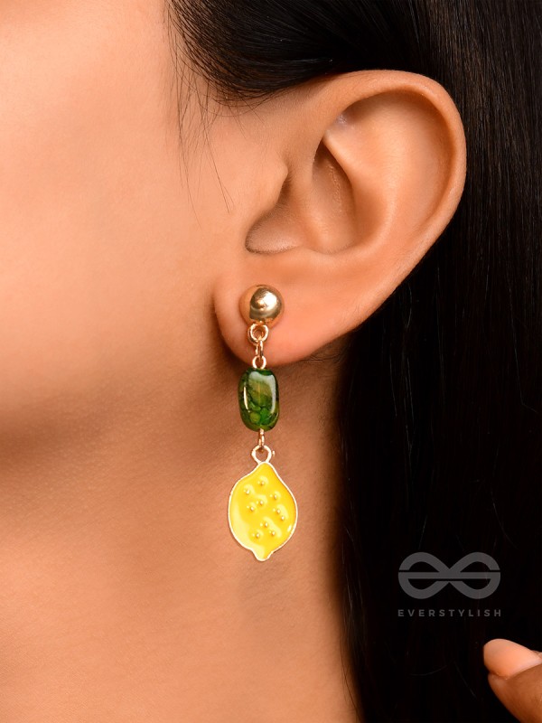 The Lemon Twist- Golden Enamelled Earrings