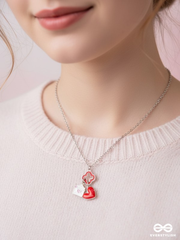 The Love Note - Golden Enamelled Necklace With Anti-Tarnish Coating 