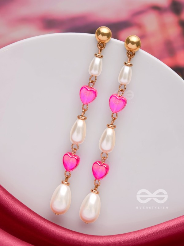The Love Language- Golden & Pink Pearl Earrings