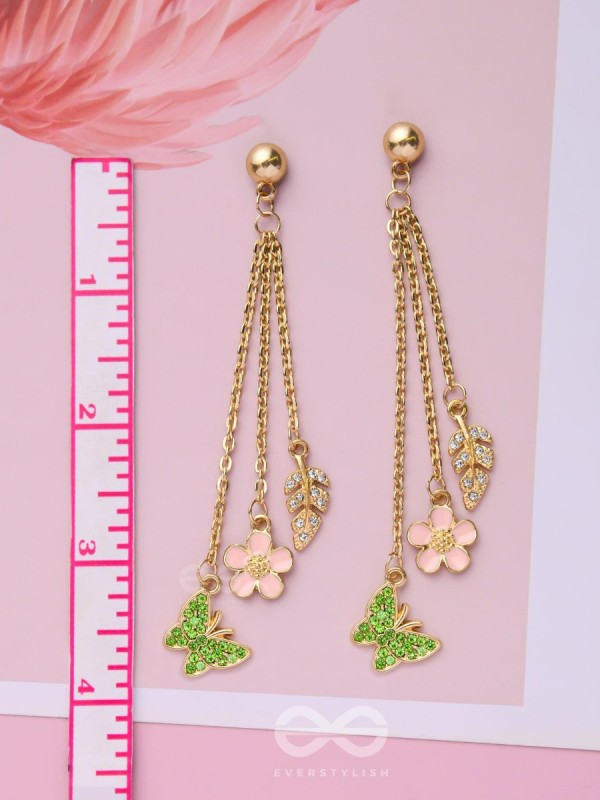 The Spring Butterfly- Golden Enamelled CZ Earrings 