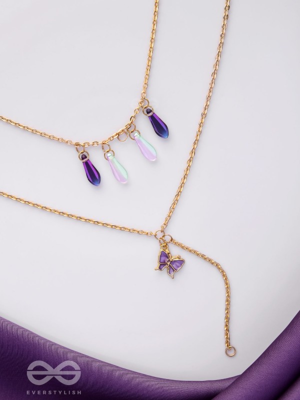 Butterfly N Blooms- Golden Layered Necklace With Anti-Tarnish Coating 