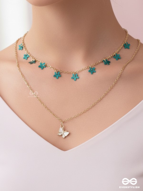 The Mystic Flutters - Golden Layered Necklace With Anti-Tarnish Coating