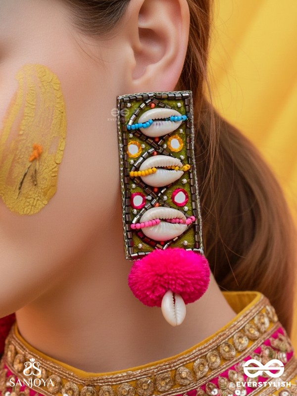Peshika- The Shimmering Shells- Mirrors & Resham Embroidered Earrings