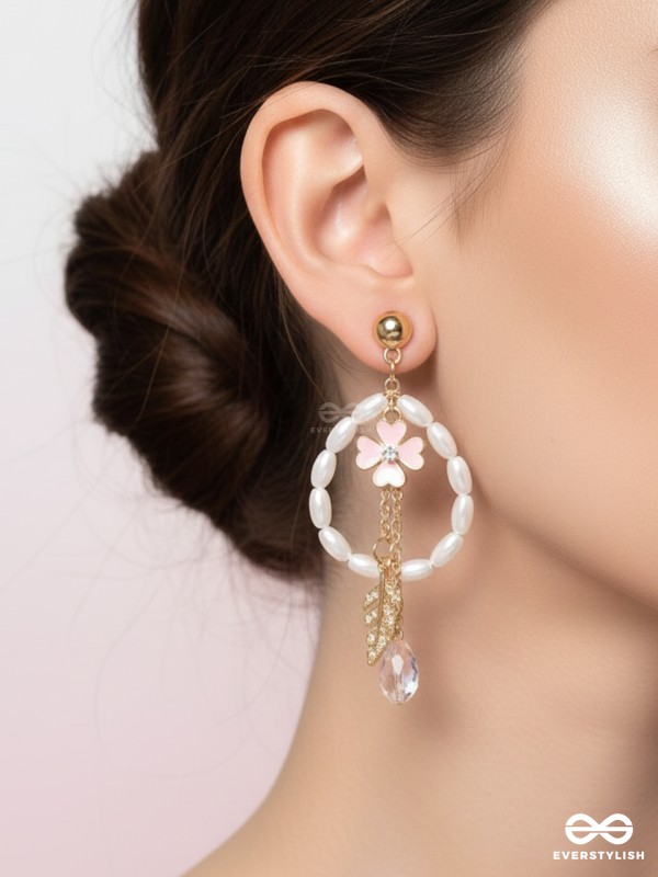The Blooming Trail- Golden Pearl Earrings