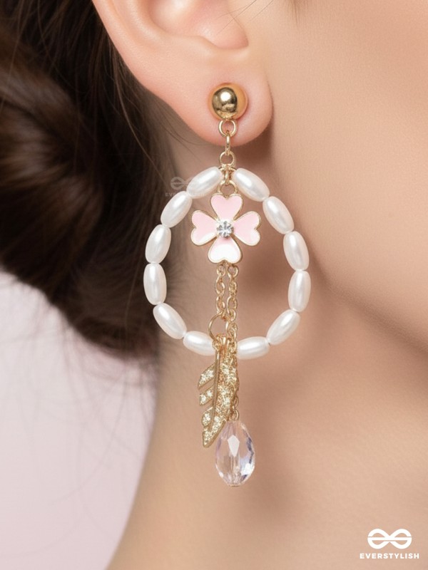 The Blooming Trail- Golden Pearl Earrings