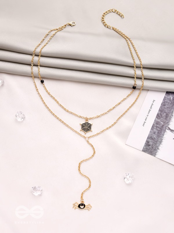 The Bewitching Spider- Golden Layered Spider Necklace With Anti-Tarnish Coating 