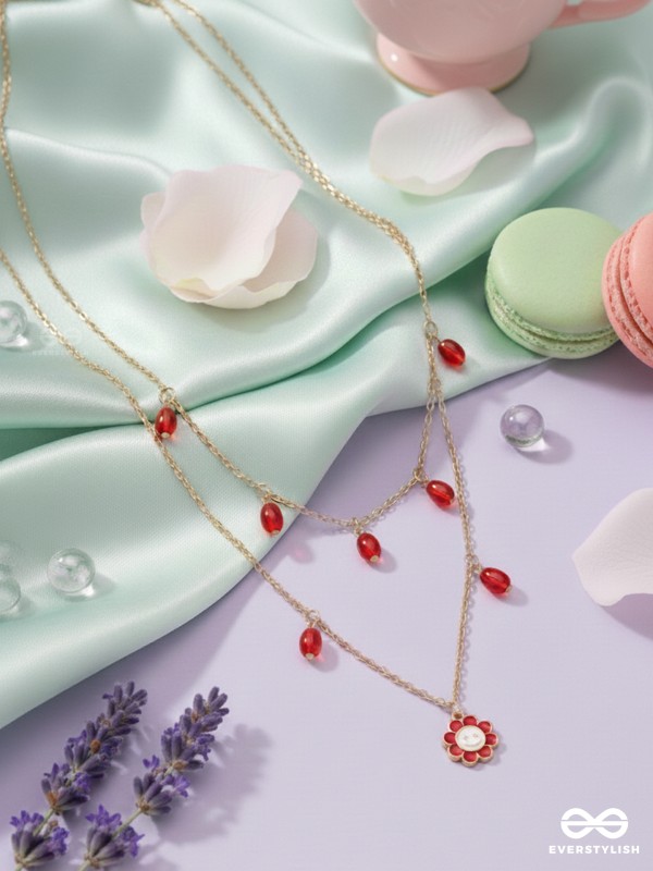 The Scarlet Sun- Golden Embellished Necklace With Anti-Tarnish Coating 