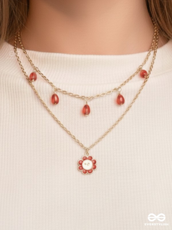 The Scarlet Sun- Golden Embellished Necklace With Anti-Tarnish Coating 