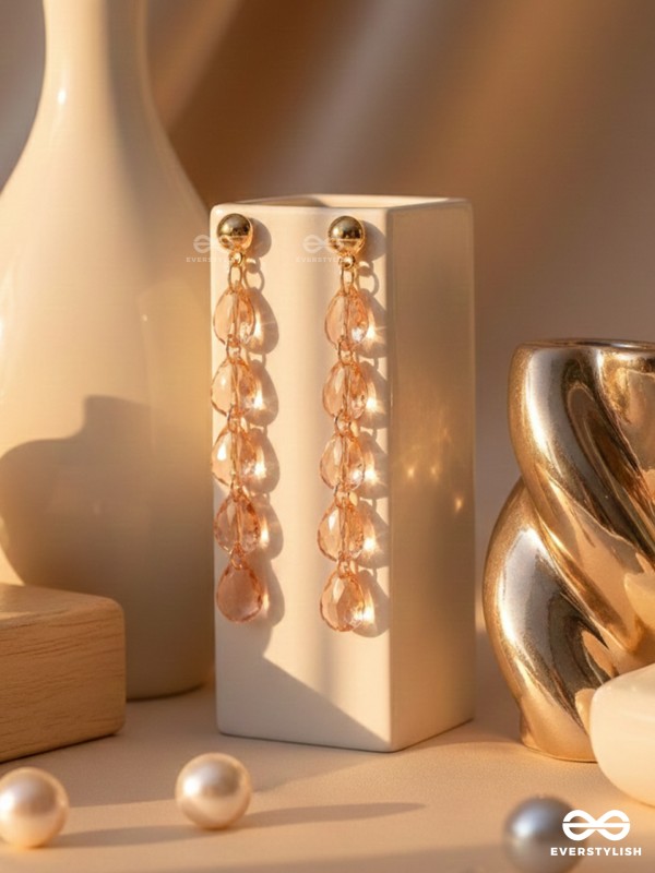 The Rose-Tinted Rains - Golden Embellished Earrings