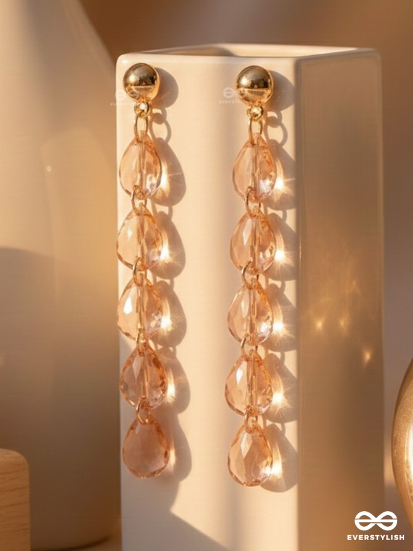 The Rose-Tinted Rains - Golden Embellished Earrings