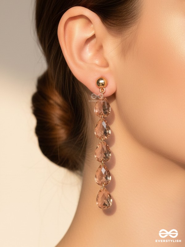 The Rose-Tinted Rains - Golden Embellished Earrings