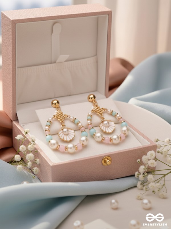 The Spunky Shell - Golden Embellished Earrings