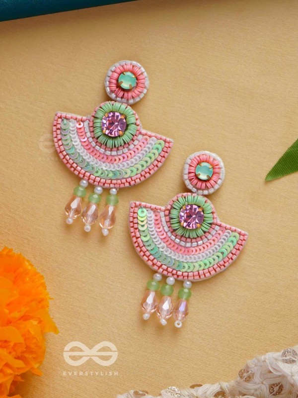 Yaamira- The Marvellous Moon- Stones & Sequins Embroidered Earrings