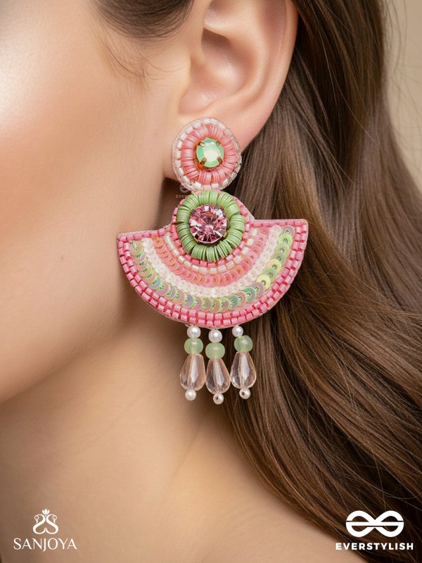 Yaamira- The Marvellous Moon- Stones & Sequins Embroidered Earrings
