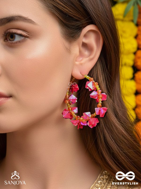 Srijas- The Flower-Garland- Sequins & Glass Beads Embroidered Earrings