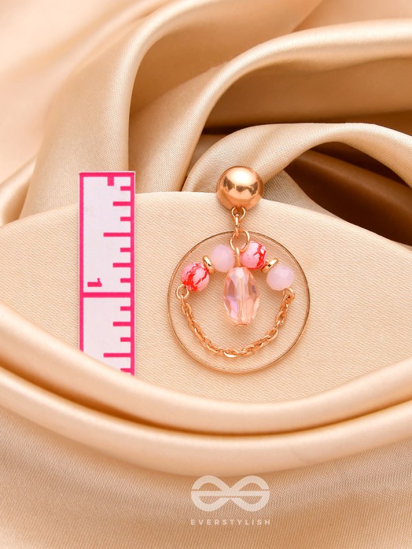 The Pinky Blossom- Golden Embellished Earrings