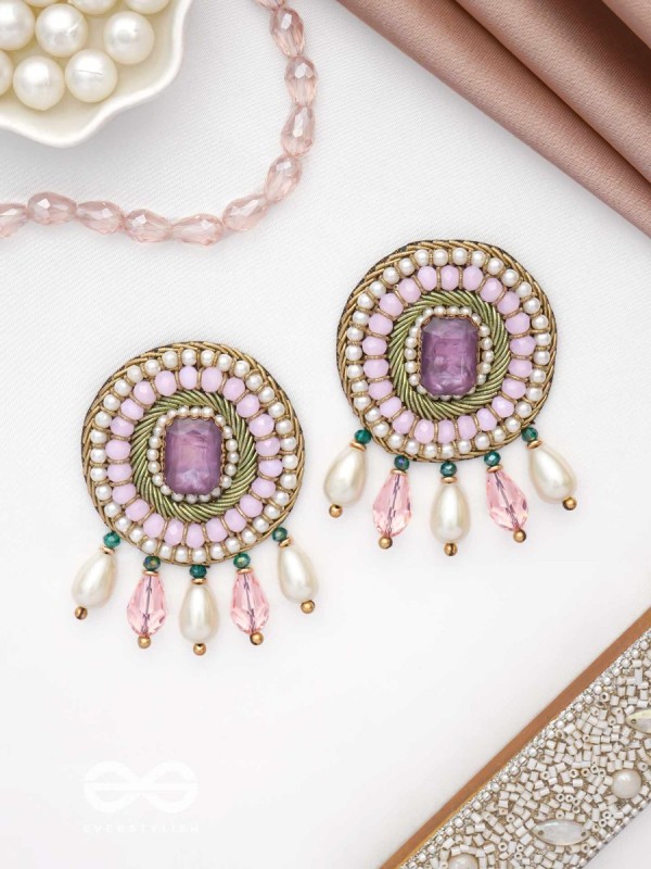 Uditi- The Rising Sun- Pearls & Stones Embroidered Earrings