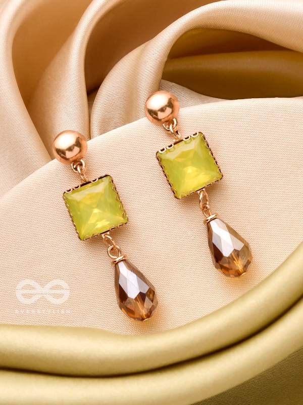 The Dazzling Jade- Golden Embellished Earrings