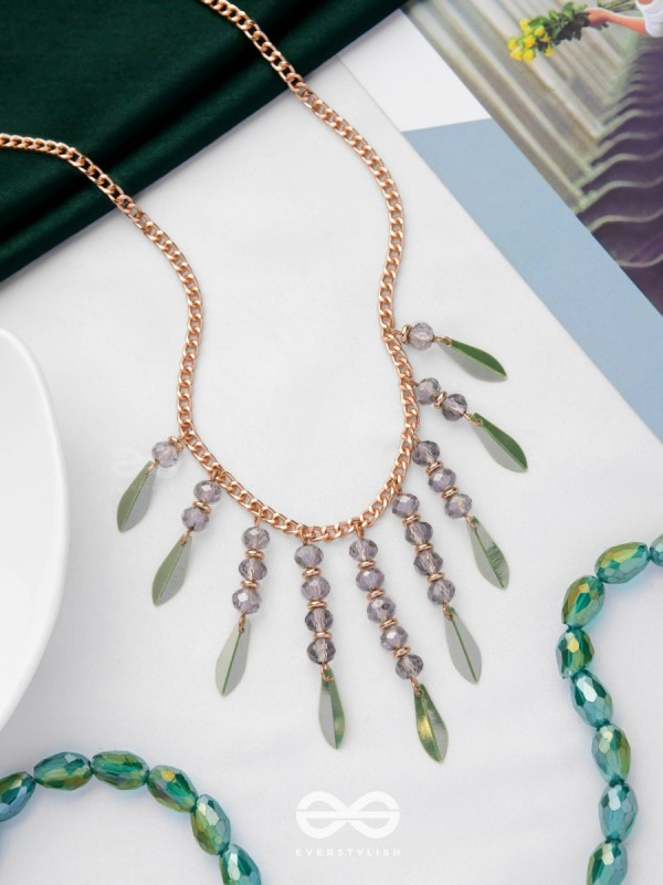 The Alluring Autumn- Golden Embellished Necklace With Anti-Tarnish Coating 