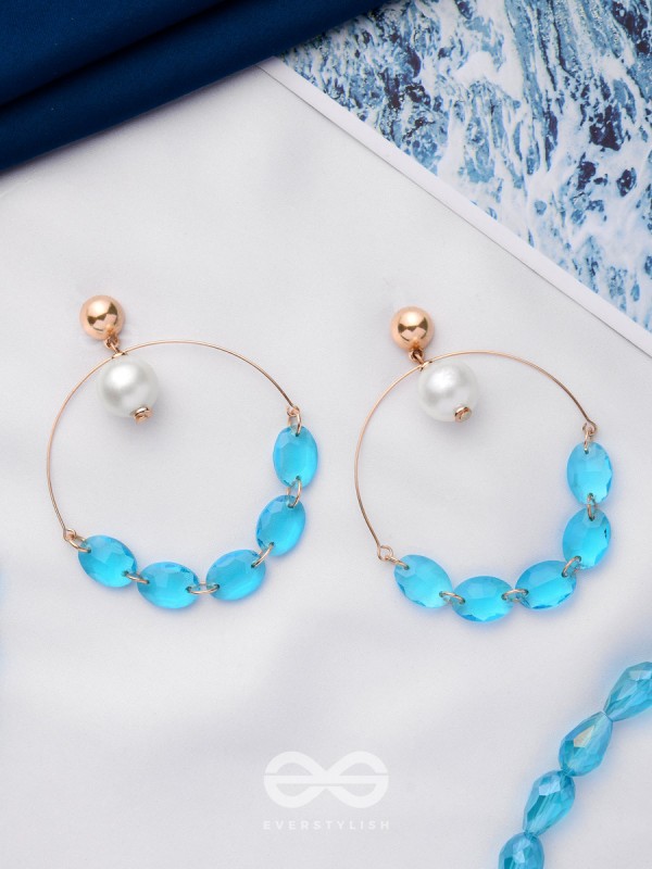 The Heavenly Blues- Golden Pearl Earrings