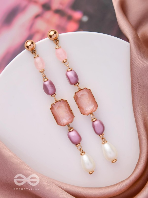 The Pastel Pops- Golden Pearl Earrings (Purple & Pink)