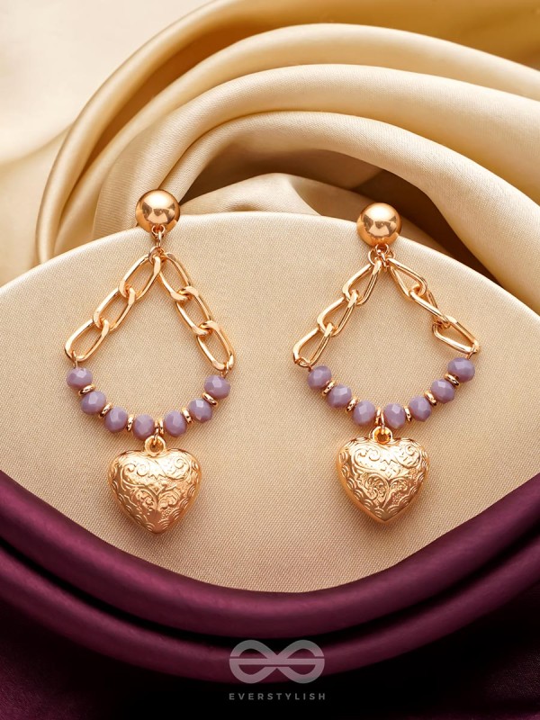 The Lilac Love- Golden Embellished Earrings