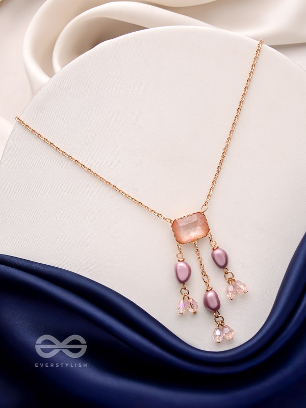 The Lavender Hues- Golden Embellished Necklace With Anti-Tarnish Coating 