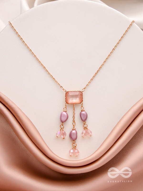 The Lavender Hues- Golden Embellished Necklace With Anti-Tarnish Coating 