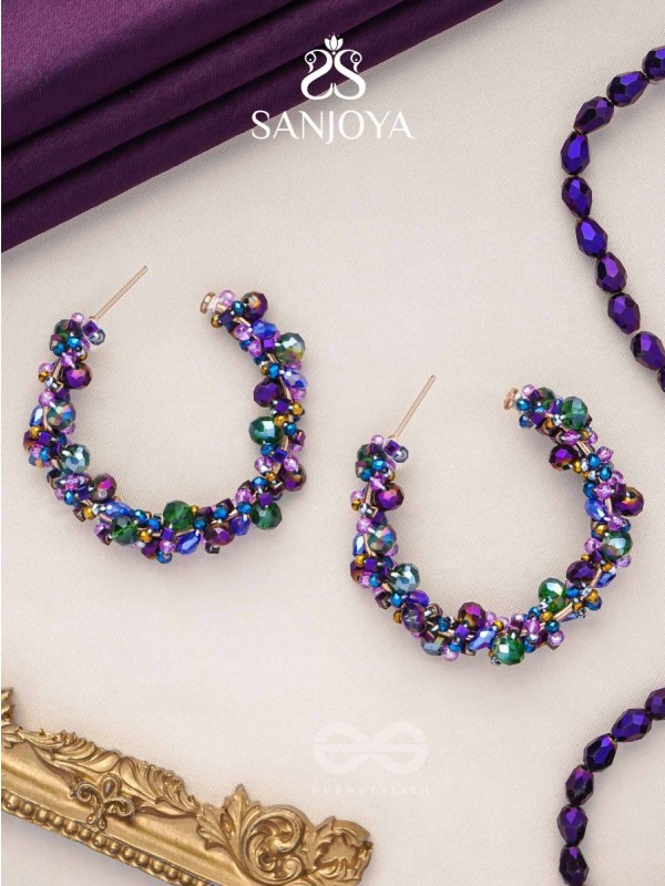 Aarksha- The Radiant Constellation- Glass Beads Embroidered Earrings