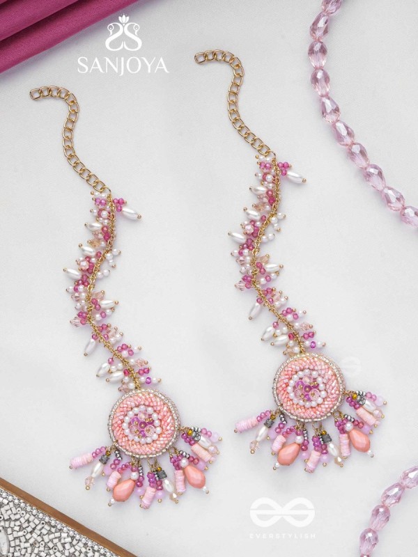 Priyaala- The Flower Vine- Pearls & Sequins Embroidered Chain Earrings