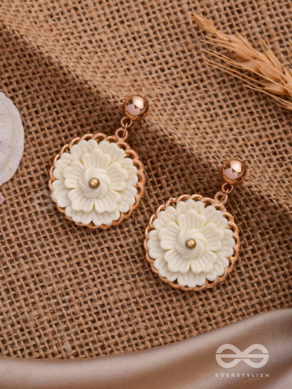 The White Dahlia- Golden Embellished Earrings