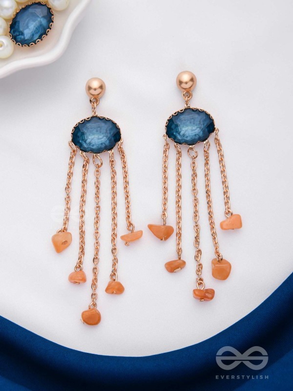The Lava Rain- Golden Embellished Earrings