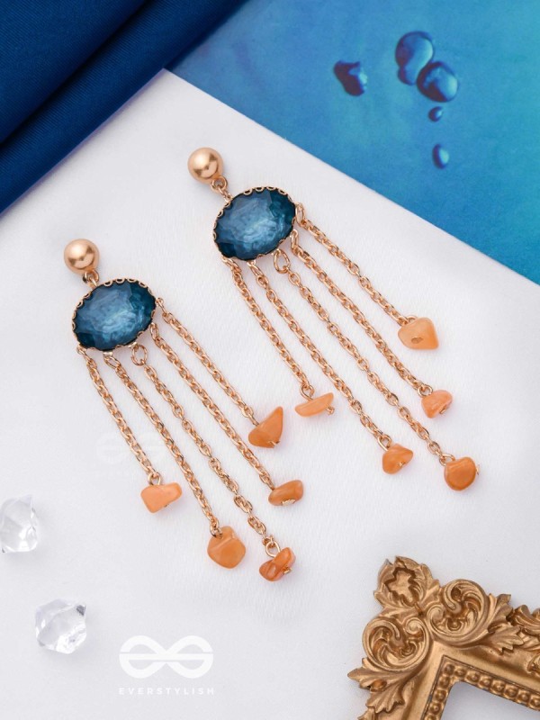 The Lava Rain- Golden Embellished Earrings