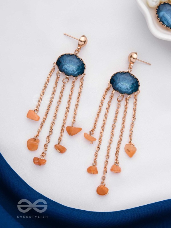 The Lava Rain- Golden Embellished Earrings