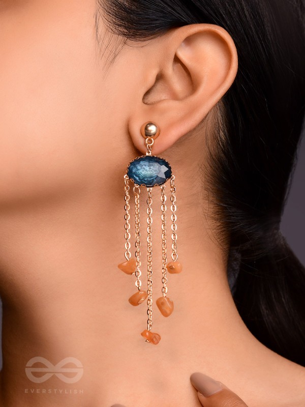 The Lava Rain- Golden Embellished Earrings