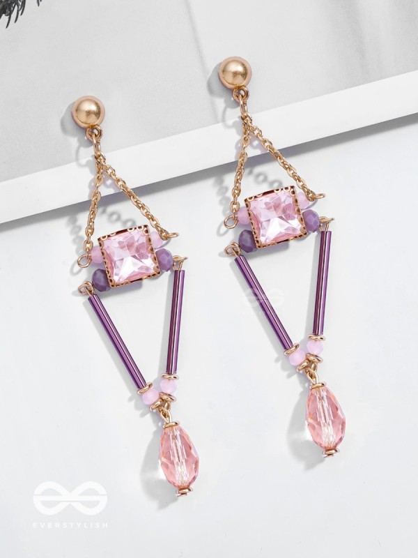 The Pyramid's Shadow- Golden Embellished Earrings