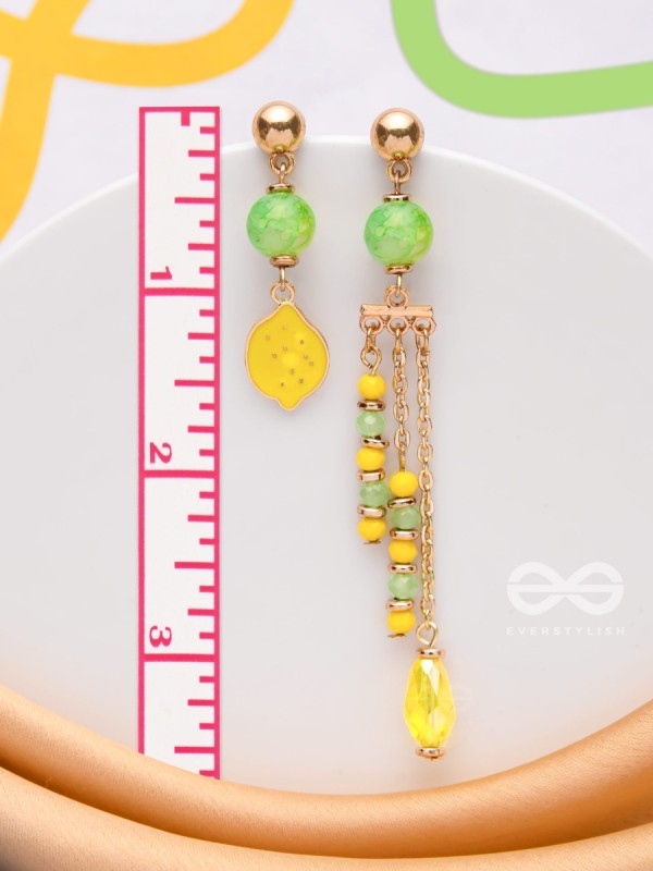 The Lime Splash- Golden Embellished Earrings