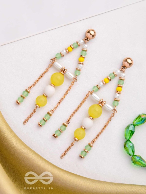 The Glam Chimes- Golden Embellished Earrings