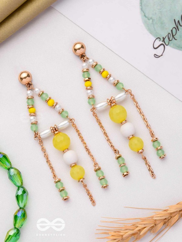 The Glam Chimes- Golden Embellished Earrings