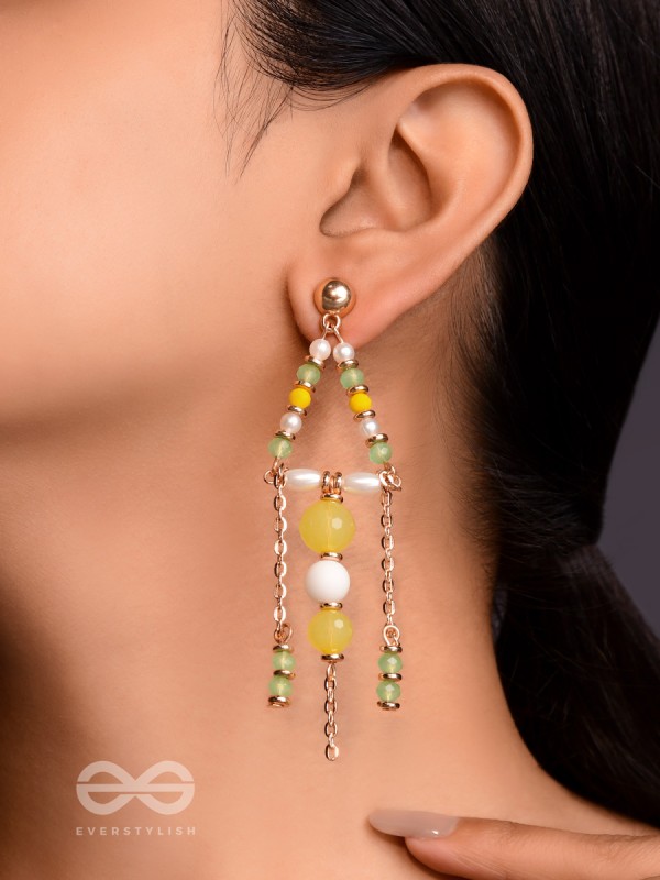 The Glam Chimes- Golden Embellished Earrings