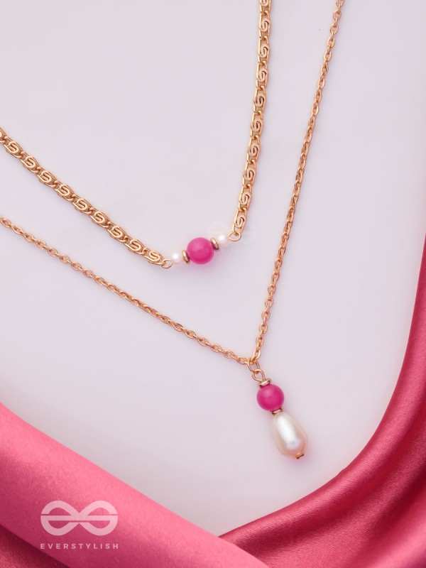 The Cotton Candy- Golden Pearl Layered Necklace