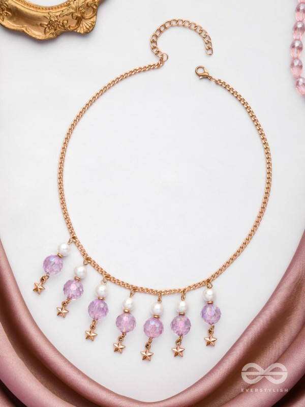 The Galaxy Globes- Golden Pearl Neckpiece With Anti-Tarnish Coating 