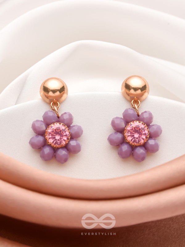 The Purple Petals- Golden Embellished Earrings