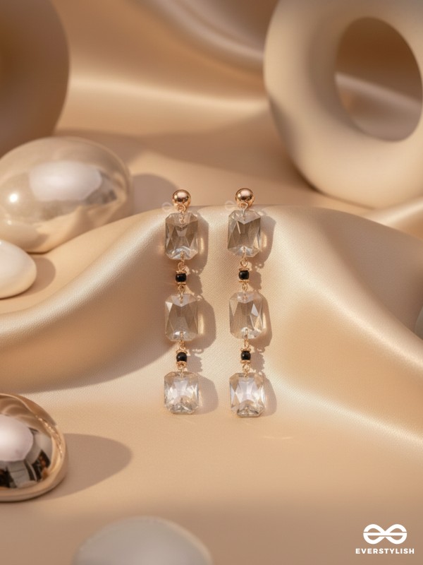 The Charcoal Charm- Golden Embellished Earrings