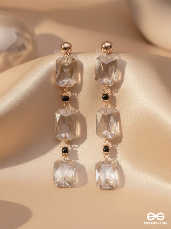 The Charcoal Charm- Golden Embellished Earrings