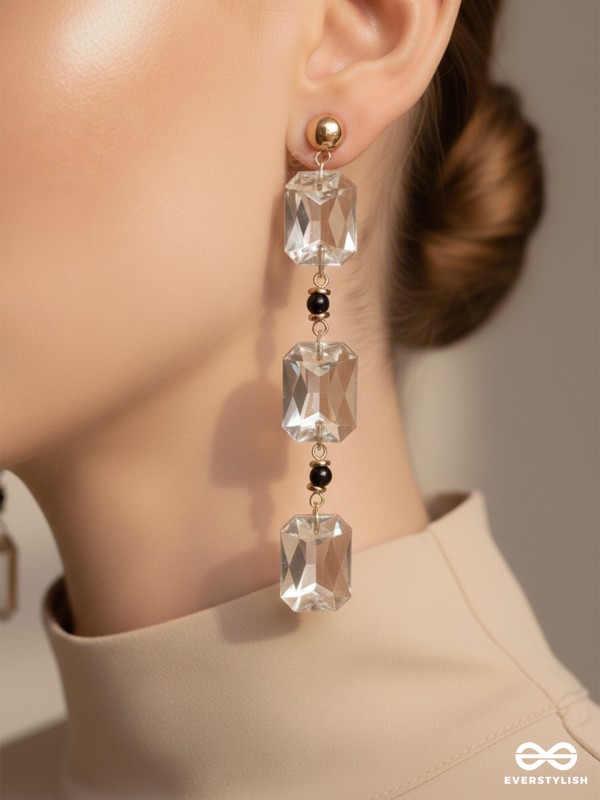 The Charcoal Charm- Golden Embellished Earrings