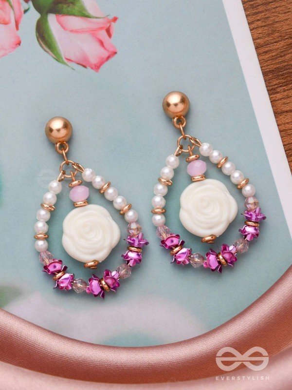 The Rose Garden- Golden Embellished Earrings