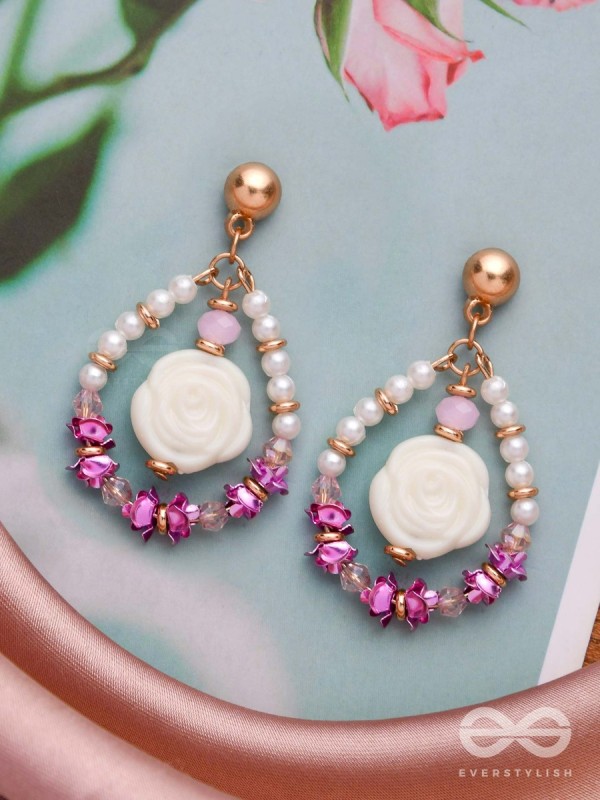 The Rose Garden- Golden Embellished Earrings