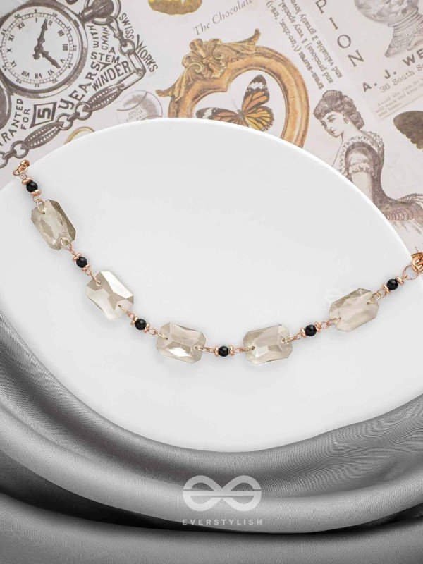 The Shimmering Nightfall- Golden Embellished Necklace