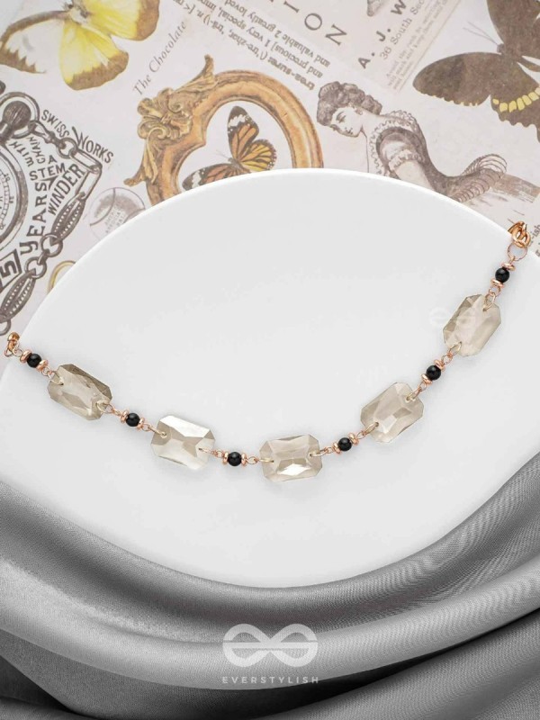 The Shimmering Nightfall- Golden Embellished Necklace